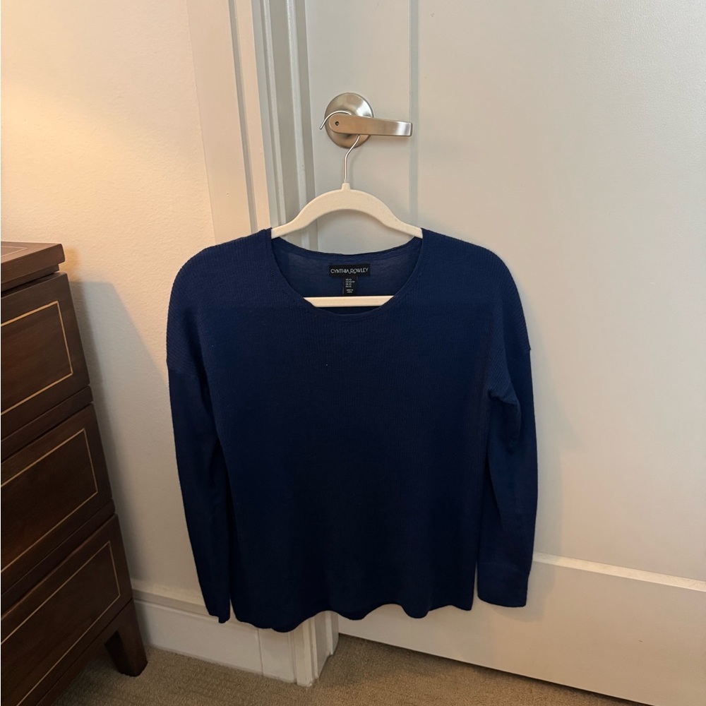 Cynthia Rowley Navy Blue Crew Neck Sweater